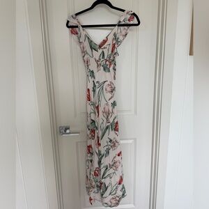 Astr Floral Maxi Dress with Red and Green Accents